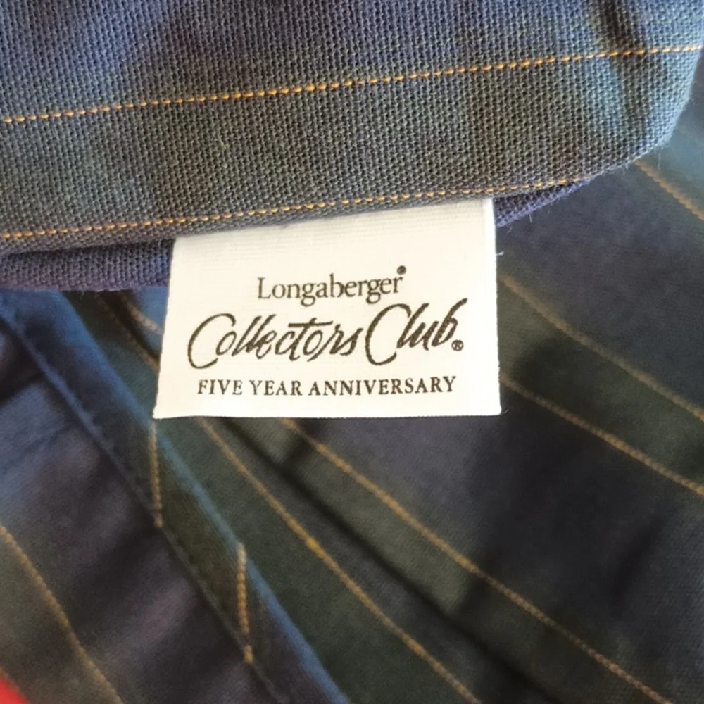Longaberger Collectors Club 5 Year Anniversary Basket Liner Navy Green NWT